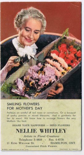 Hamilton Ontario Advertising Card Ink Blotter Nellie Whitley Flowers