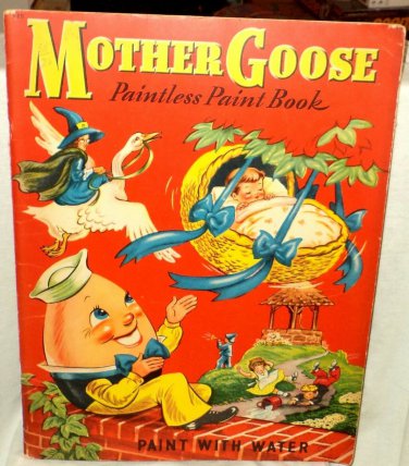 Mother Goose Paintless Paint Book Whitman Publishing 1941 Vintage Paint /w Water