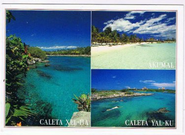 Mexico Postcard Caleta Xel-Ha Akumal Caleta Yal-Ku