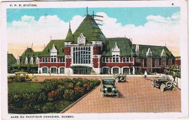 Quebec Postcard Quebec City CPR Station Canadian Pacific Railway 1928