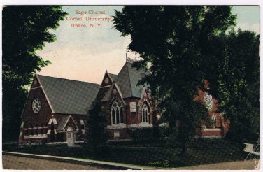 New York Postcard Ithaca Sage Chapel Cornell University 1910