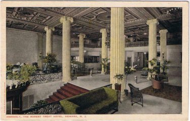 New Jersey Postcard Newark Robert Treat Hotel Assembly Valentine Souvenir Co
