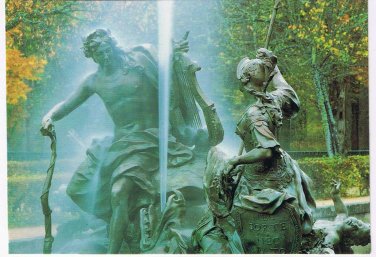 Spain Postcard Apollo Fountain La Lira Horse Race Group Jean Thierry