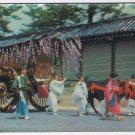 Japan Postcard 3D Lenticular Ceremonial Cart Oxen People