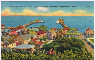 Postcard Provincetown Harbor From Pilgrim Memorial Monument Provincetown MA