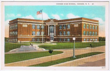 Postcard Cohoes High School Cohoes New York Hughes