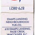 Matchbook Cover Stamps Landing Neighbourhood Pub False Creek Vancouver BC