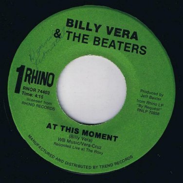 Billy Vera & Beaters At This Moment 45 rpm Peanut Butter Canadian Pressing