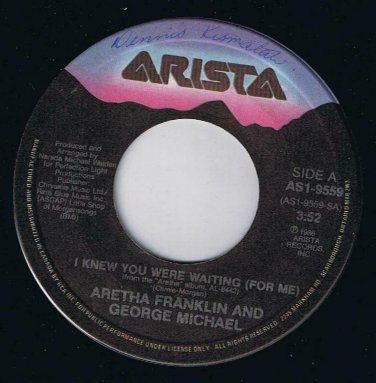 Aretha Franklin George Michael I Knew You Were Waiting 45 rpm Instrumental Cdn