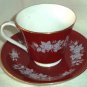 Aynsley Cup & Saucer Burgundy White Silver Roses Made in England
