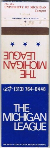 Matchbook Cover The Michigan League University Of Michigan Ann Harbor