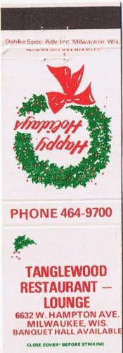 Matchbook Cover Tanglewood Restaurant & Lounge Milwaukee Wisconsin