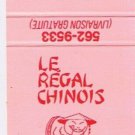 Matchbook Cover Le RegaL Chinois Matane Qiebec Pink