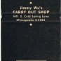 Matchbook Cover Jimmy Wu's New China Inn Baltimore Maryland