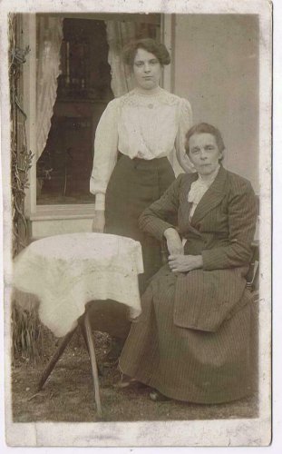 People Postcard RPPC Soldier Mother & Daughter