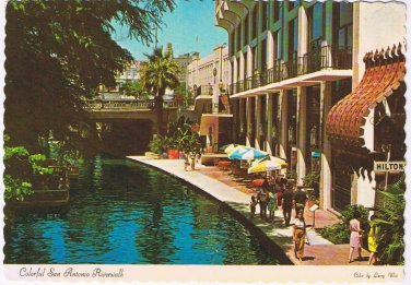 Texas Postcard San Antonio Colorful Riverwalk