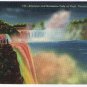 New York Postcard Niagara Falls American & Horseshoe Canadian Falls At Night