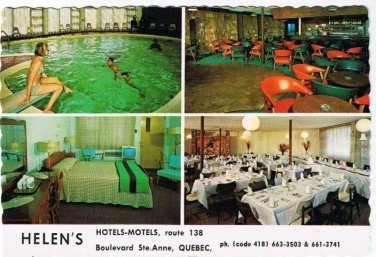 Quebec City Canada Postcard Helen's Hotels Motels Multi View