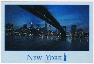 New York Postcard NYC Night Bridge Across Hudson