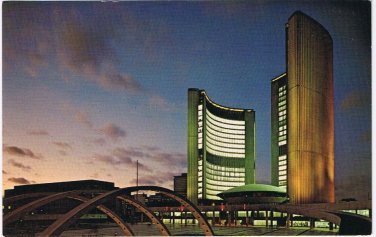 Postcard The New City Hall Illuminated Nathan Phillips Square Toronto Ontario