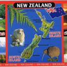 New Zealand Postcard Map With Multi View Animals