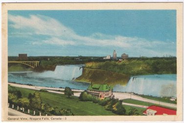 Postcard General View Niagara Falls American & Canadian