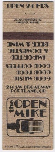 Matchbook Cover The Open Mike Portland Oregon