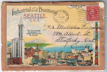 Washington Postcard Fold Out Seattle Industrial & Business Grand Trunk Dock 1924