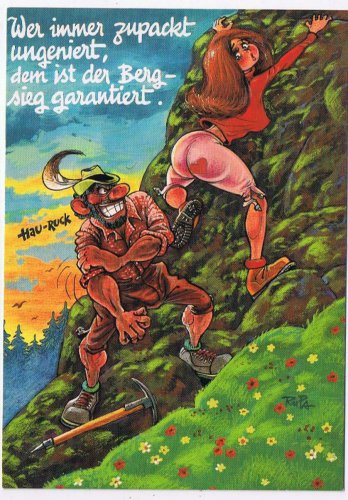 Germany Comic Postcard Mountainclimbing Ready To Help Hau Ruck