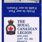 Matchbook Cover Midland Royal Canadian Legion Branch 80 Canteen Truck
