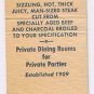 Matchbook Cover Baum's Restaurant Baltimore Saratoga St