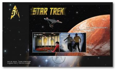 Canada Stamps Star Trek 50th Anniversary Lenticular Souvenir Sheet May 5 2016