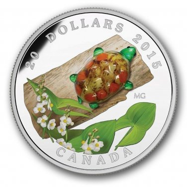 2015 $20 Pure Silver Coin Painted Turtle Murano Glass Canada Mint RCM