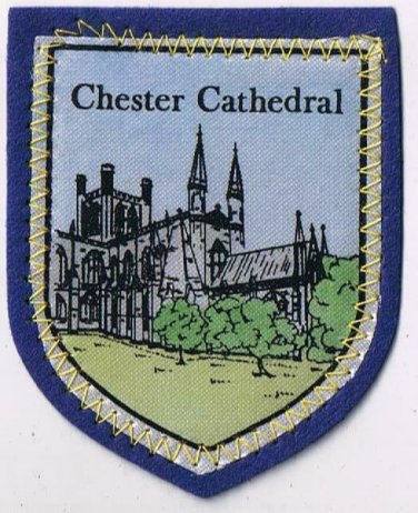 England Patch Badge Chester Cathedral Handpainted Felt Backing 2.5" x 3"