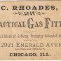 Business Card C Rhoades Practical Gas Fitter Emerald Ave Chicago Illinois