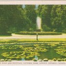 Postcard Lily Pond & Fountain Victoria Park London Ontario