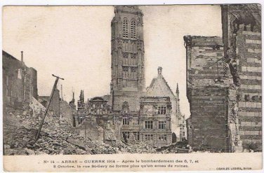 France Postcard Arras WW 1 War 1914 After Bombardment LeDieu