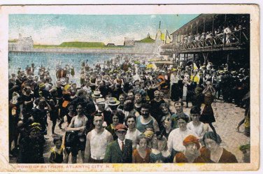 New Jersey Postcard Atlantic City Crowd of Bathers National Postcard 1920s
