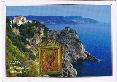 Italy Postcard Corfu Paliokastritsa Monastery Larger Card