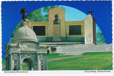Pennsylvania Postcard Gettysburg Monuments Peace Light Lincoln's Speech Memorial
