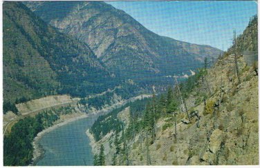British Columbia BC Postcard Fraser Canyon Two Transcontinental Railway Tracks