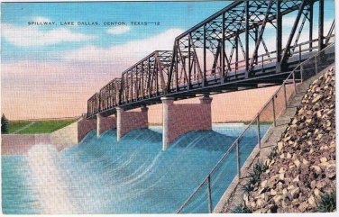 Texas Postcard Denton Spillway Lake Dallas