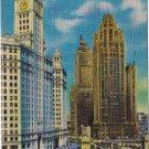 Illinoia Postcard Chicago Wrigley Building & Tribune Tower