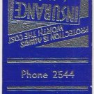 Matchbook Cover H Victor Meyer Insurance Lewistown Pennsylvania