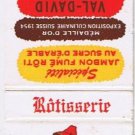 Matchbook Cover Au Petit Poucet Rotisserie Val-David Quebec