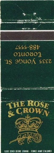 Matchbook Cover The Rose & Crown Toronto Ontario
