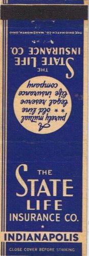 Matchbook Cover The State Life Insurance Company Indianopolis Indiana
