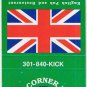 Matchbook Cover The Corner Kick Gaithersburn Maryland