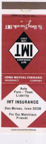 Matchbook Cover IMT Insurance Des Moines Iowa