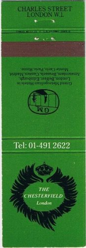 Matchbook Cover The Chesterfield Charles Street London England UK